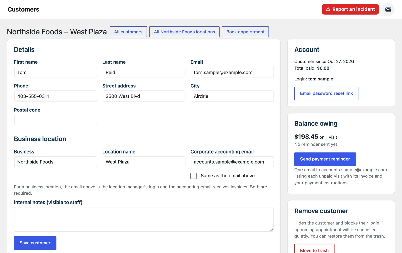 CrewNavio Customer account with balance and payments