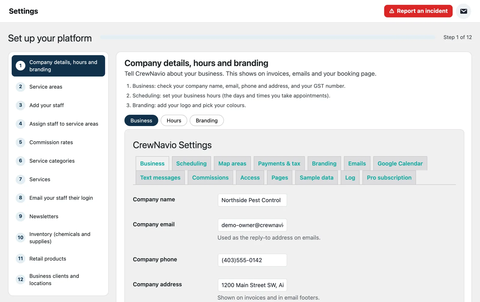 CrewNavio Setup wizard